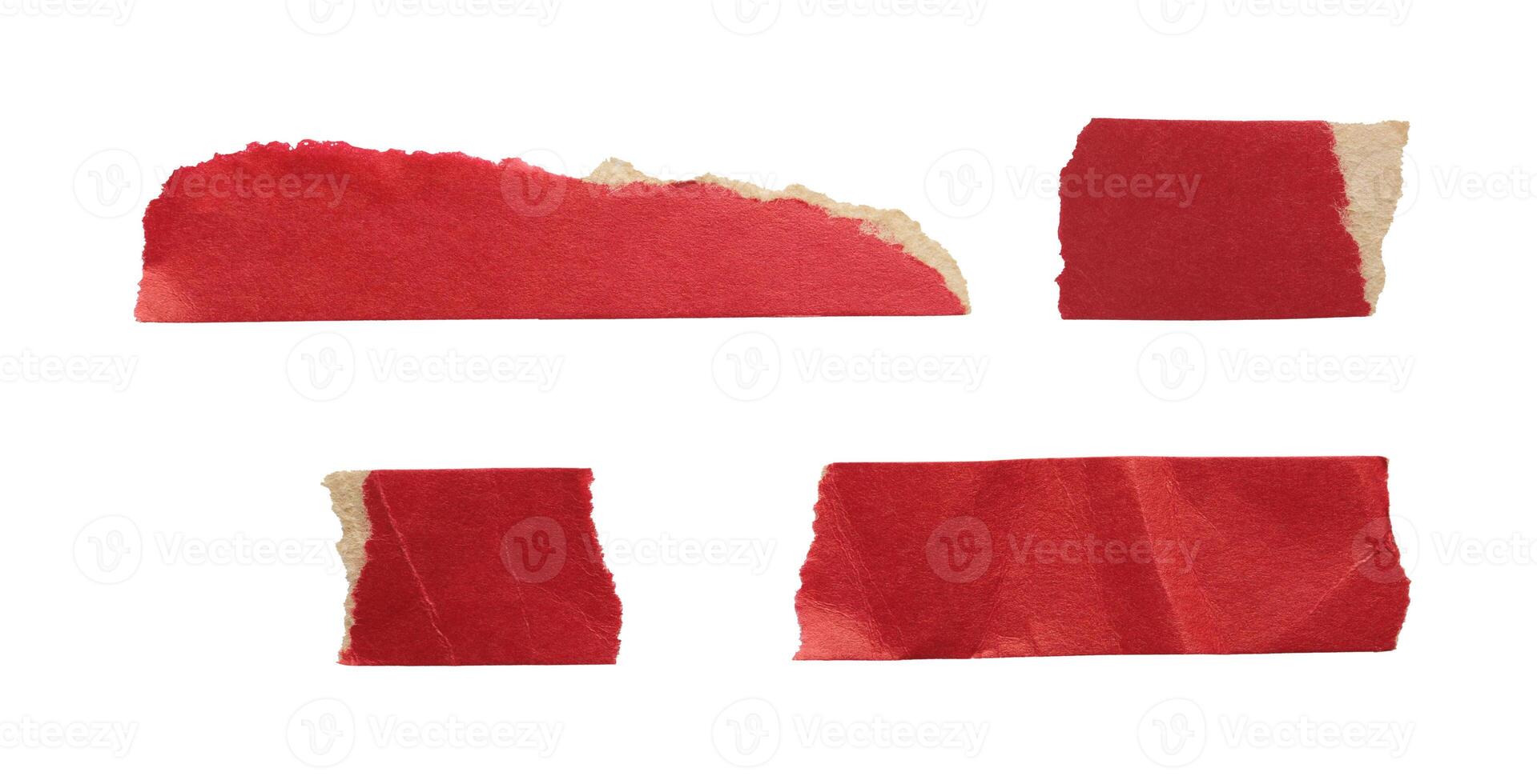 Adhesive torn paper tape set cut out on white background photo