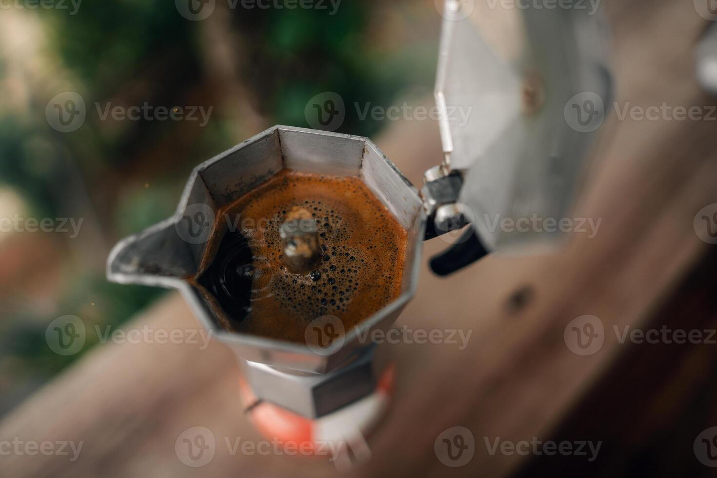 Coffee from a moka pot at home photo