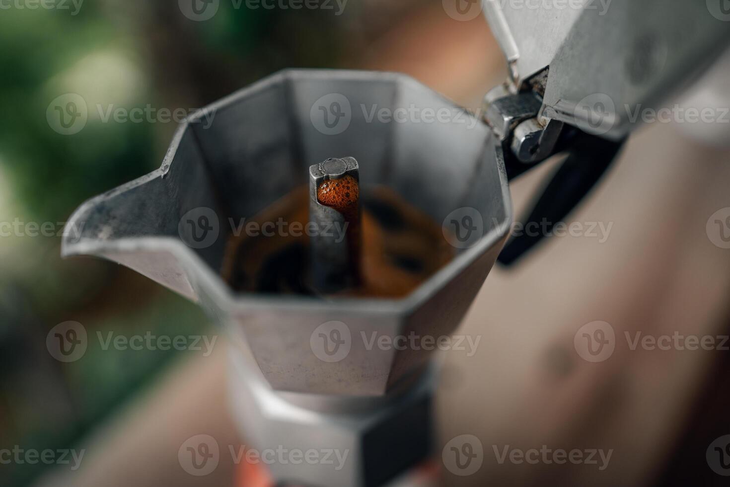Coffee from a moka pot at home photo