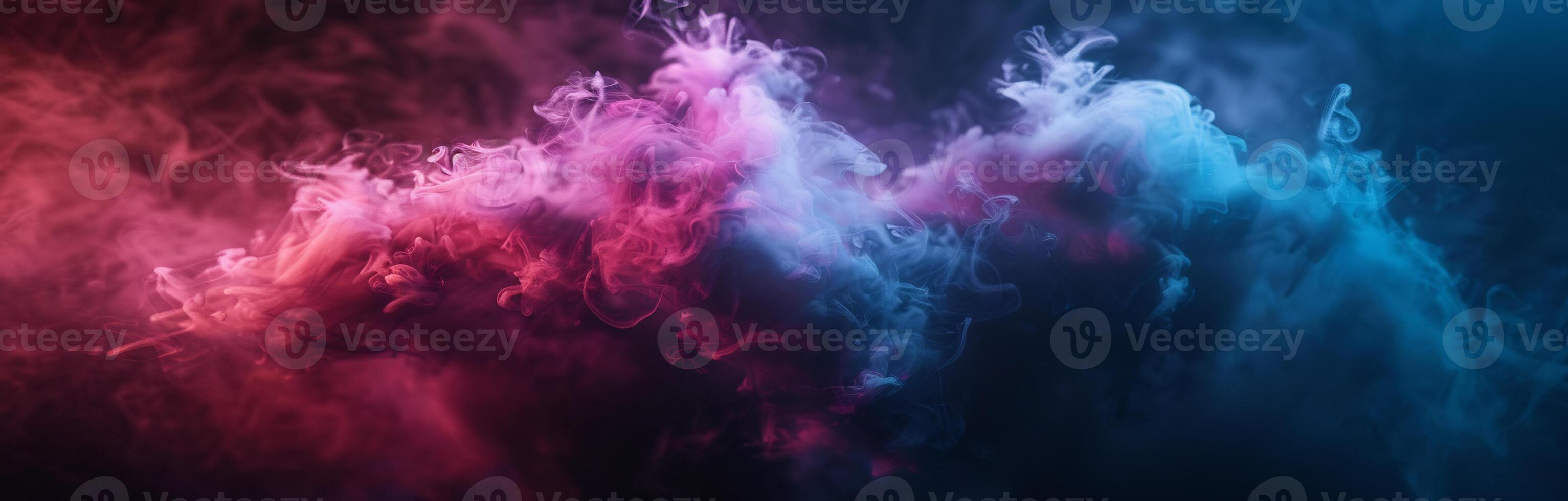 Black background with smoke in spotlight, vibrant, Colorful gradient splash photo