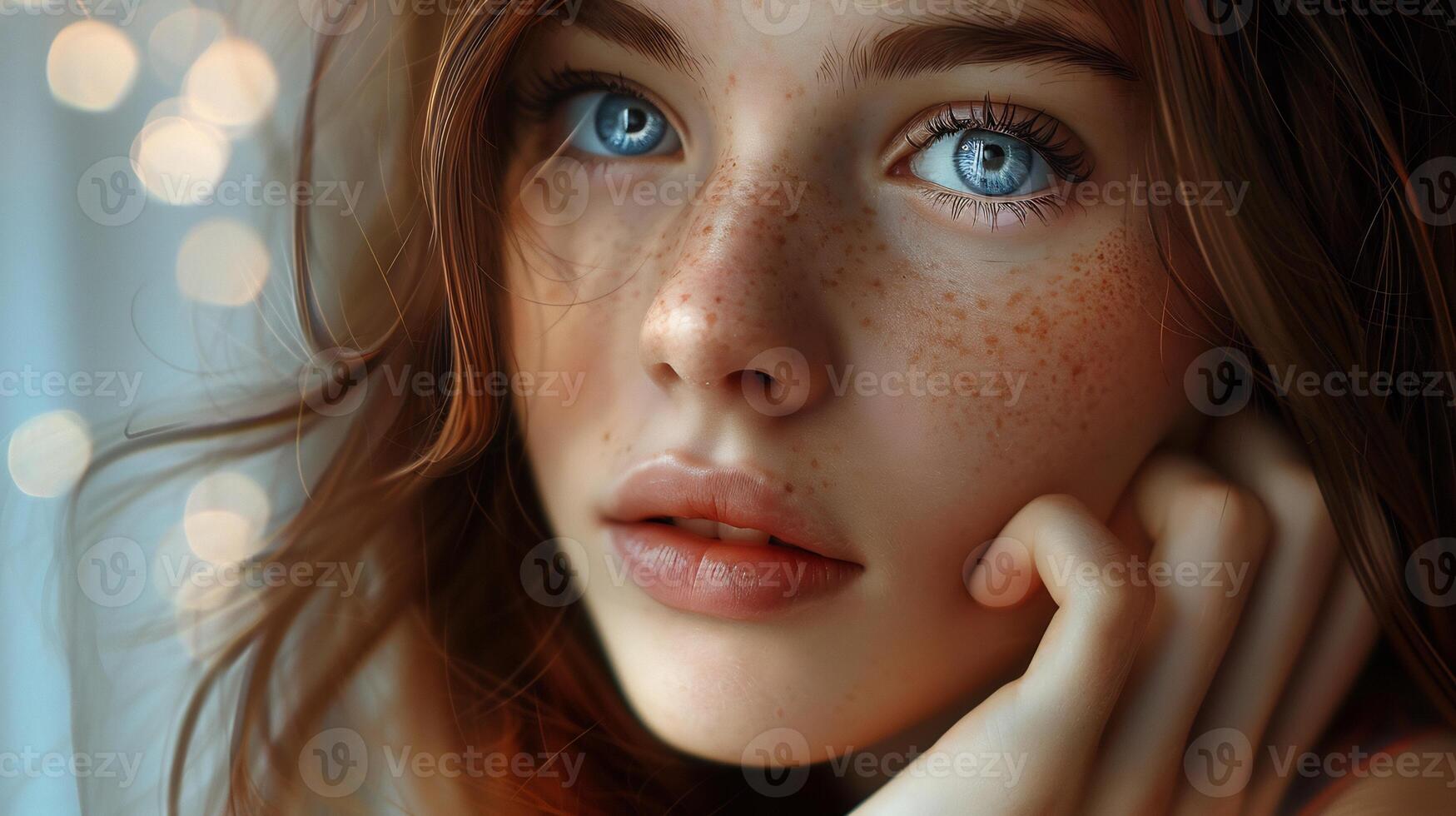 close up portrait of a young woman with beautyfull natural face photo