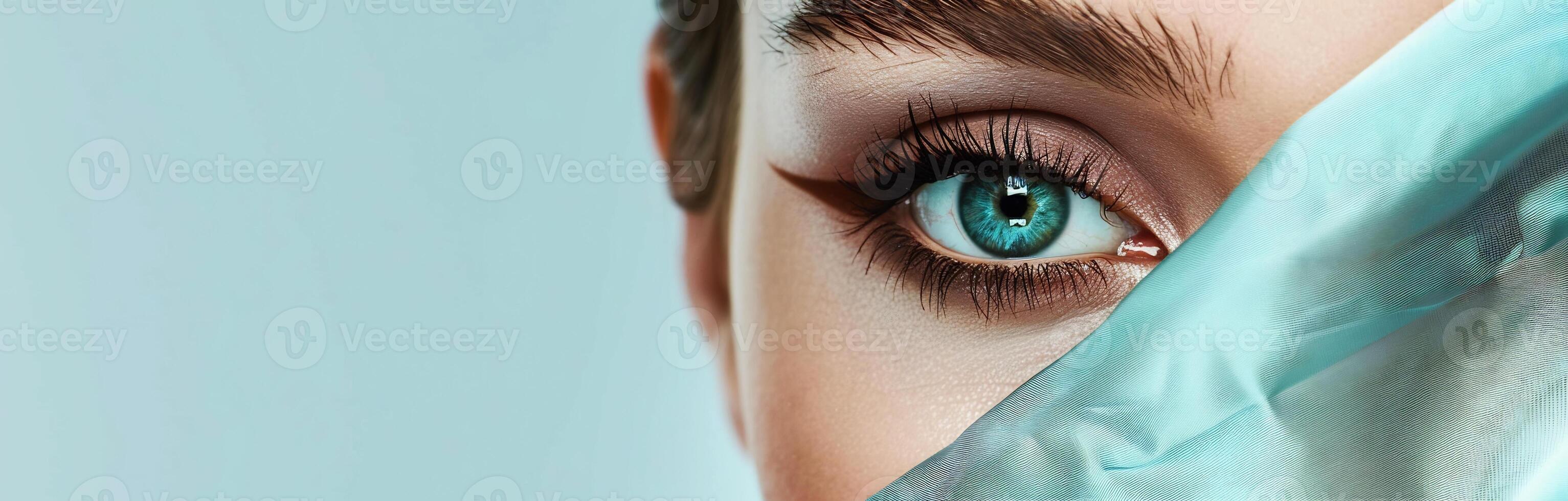 portrait of woman with mockup space makeup promotion photo