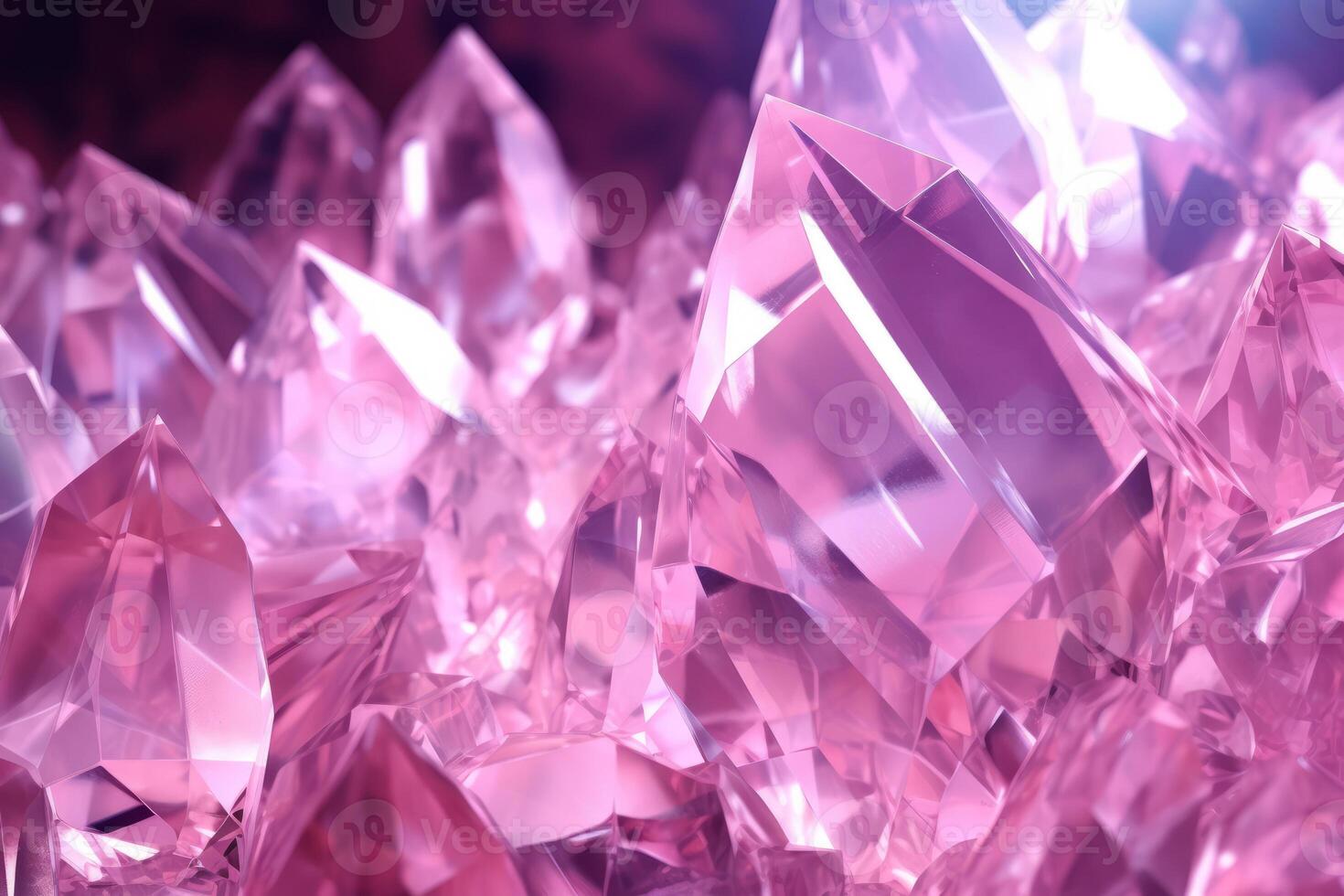 Abstract background of pink shining crystals with refraction of light photo
