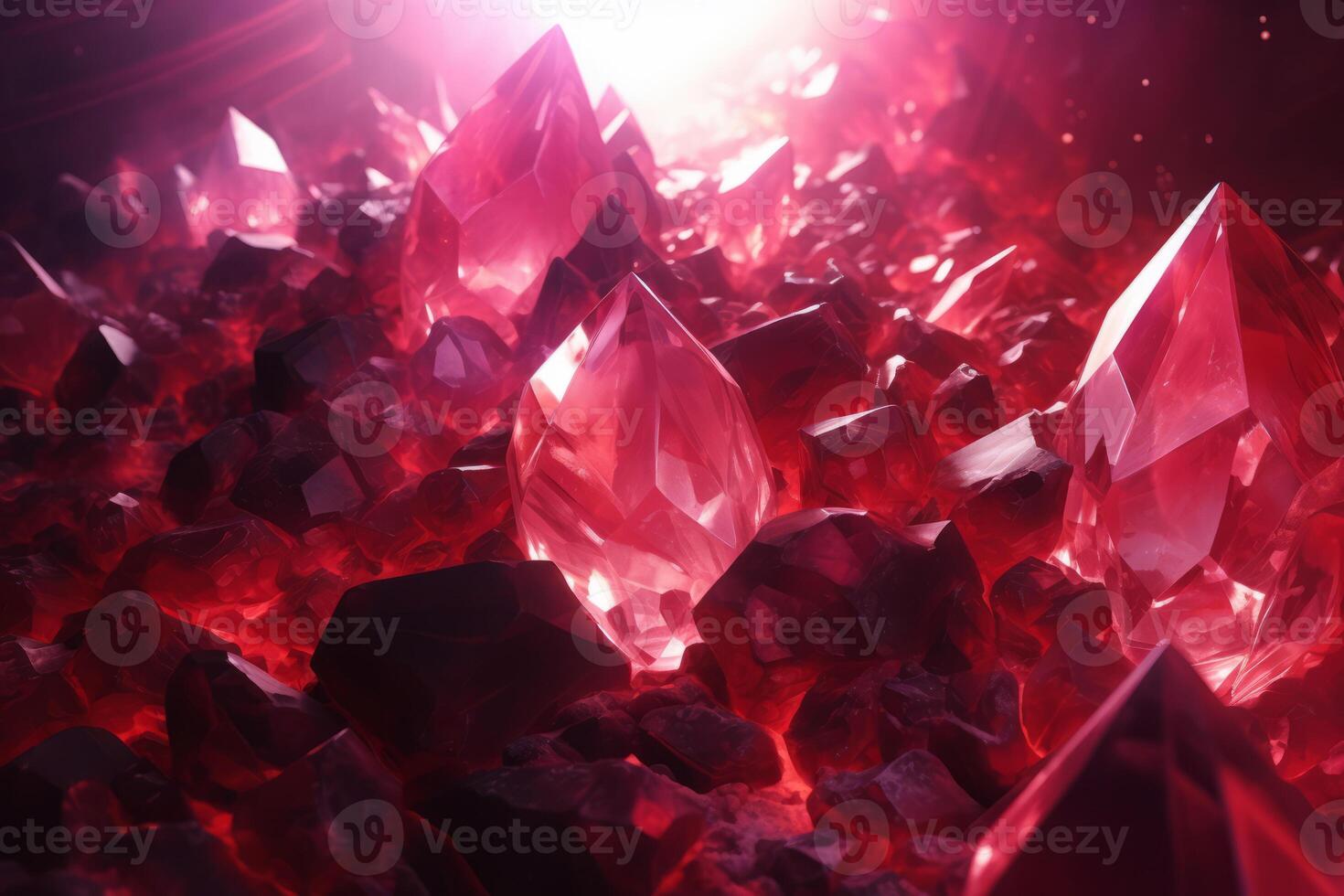 Abstract background of red crystals with refraction of light photo