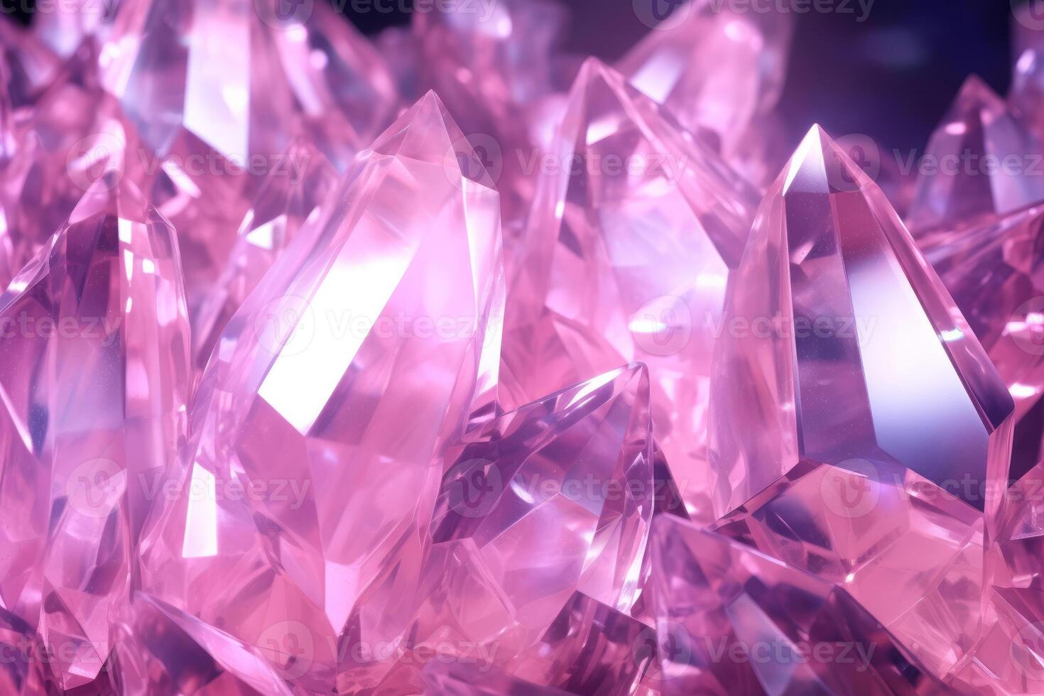 Abstract background of pink shining crystals with refraction of light photo