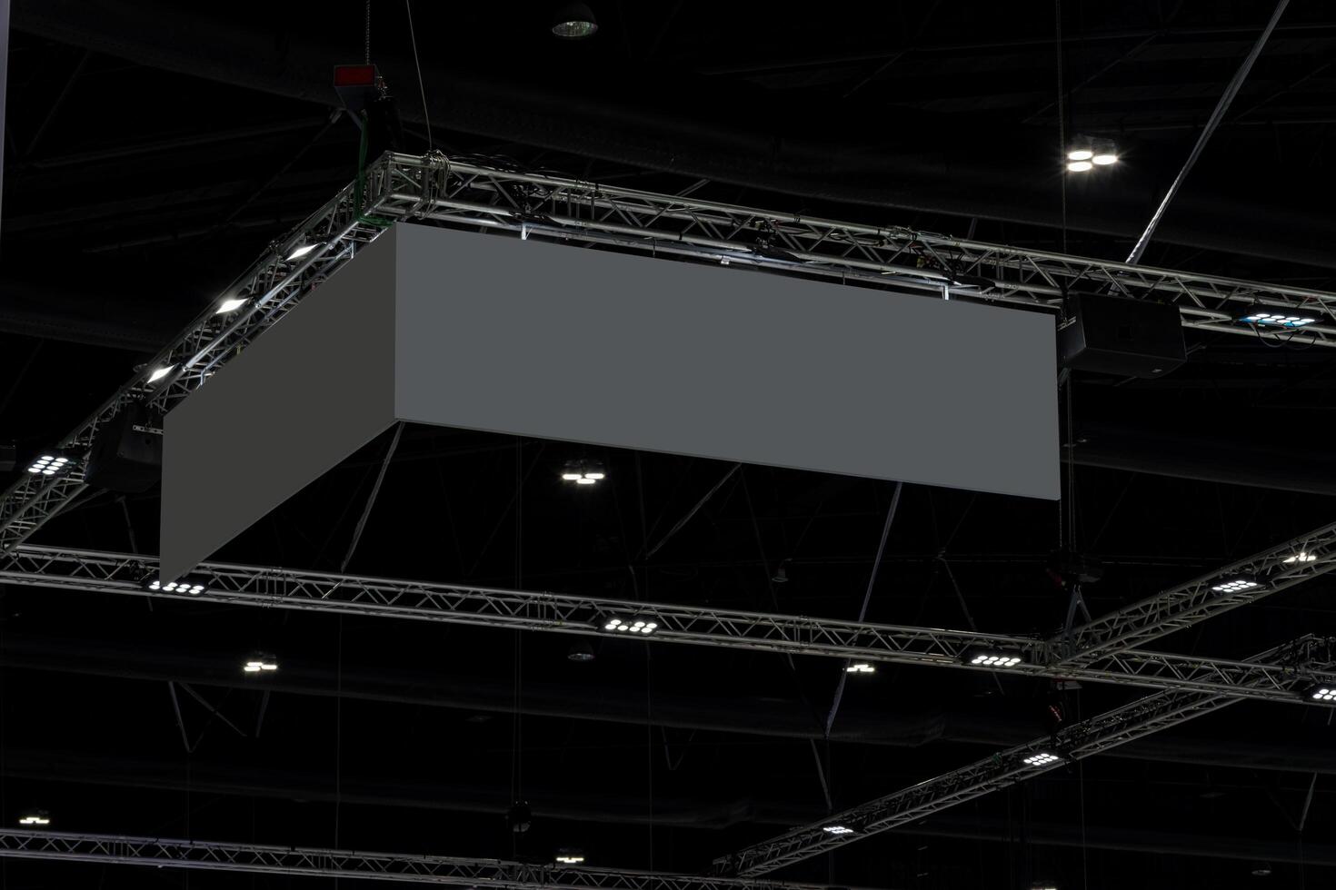 Hanging mock up black horizontal billboard with clipping path for mock up photo