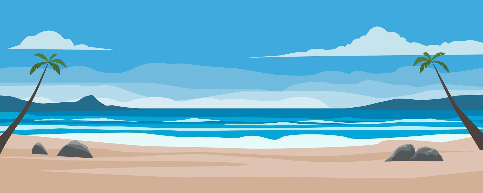 summer tropical beach scene vector