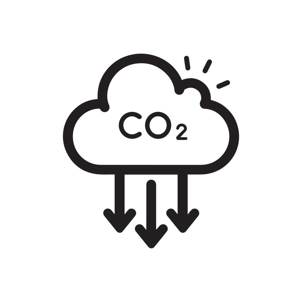 Carbon dioxide gas black outline icon nature pollution design. vector