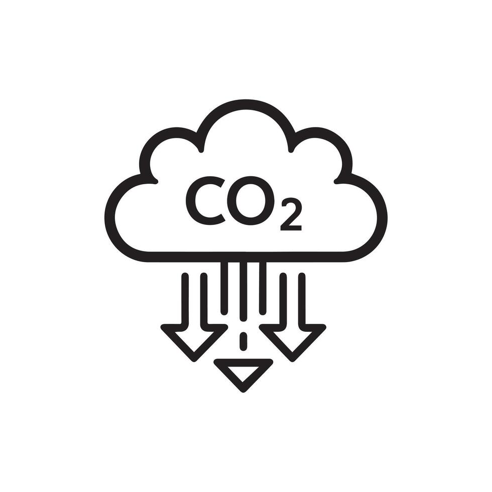 Carbon dioxide gas black outline icon nature pollution design. vector