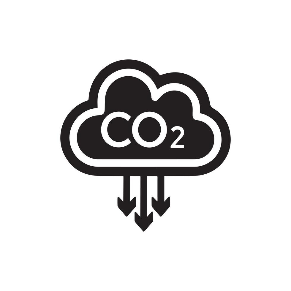 Carbon dioxide gas black outline icon nature pollution design. vector