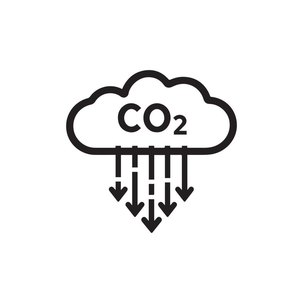 Carbon dioxide gas black outline icon nature pollution design. vector