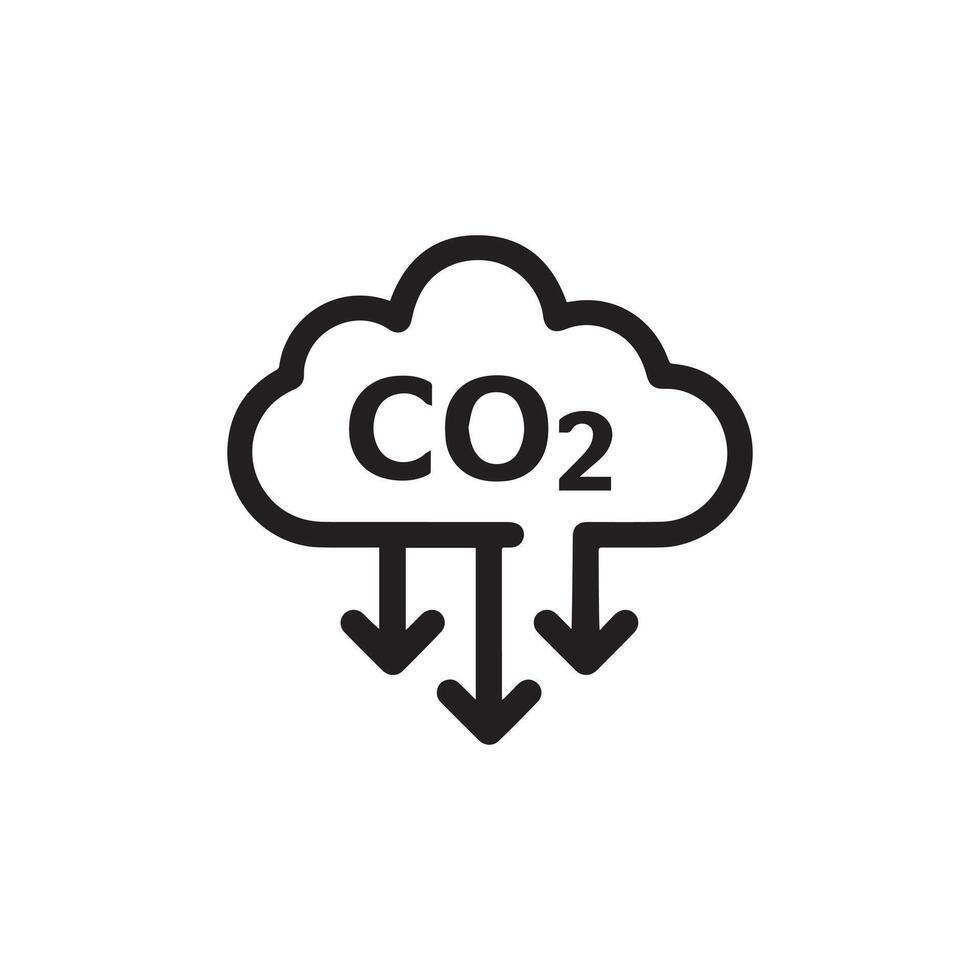 Carbon dioxide gas black outline icon nature pollution design. vector