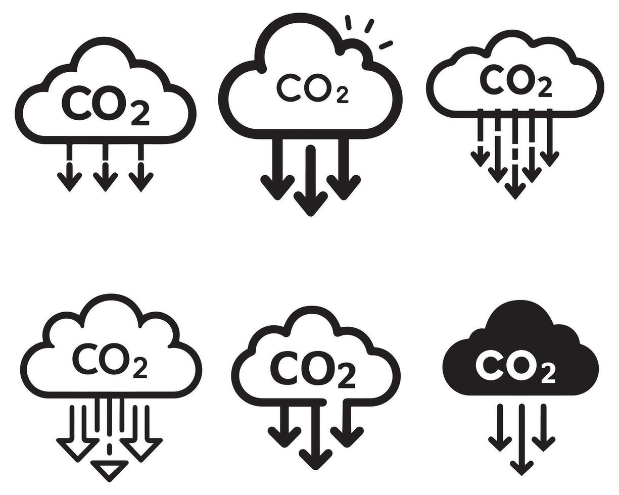 Carbon dioxide gas black outline icon nature pollution design. vector