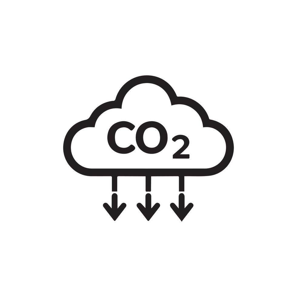 Carbon dioxide gas black outline icon nature pollution design. vector