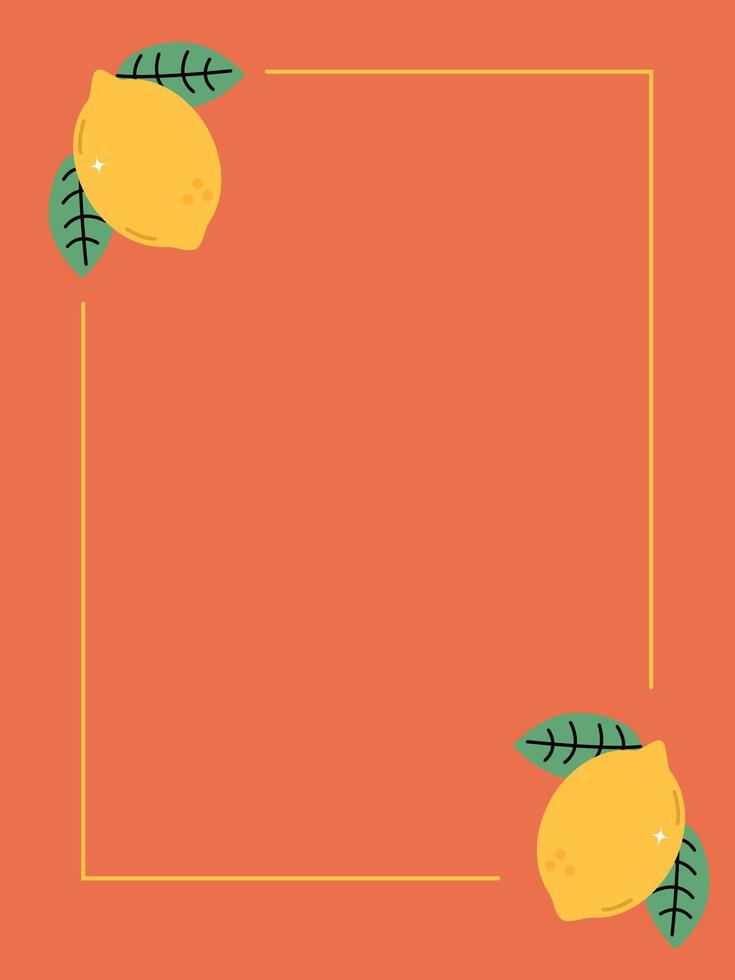 Frame with bright juicy lemons in the vector