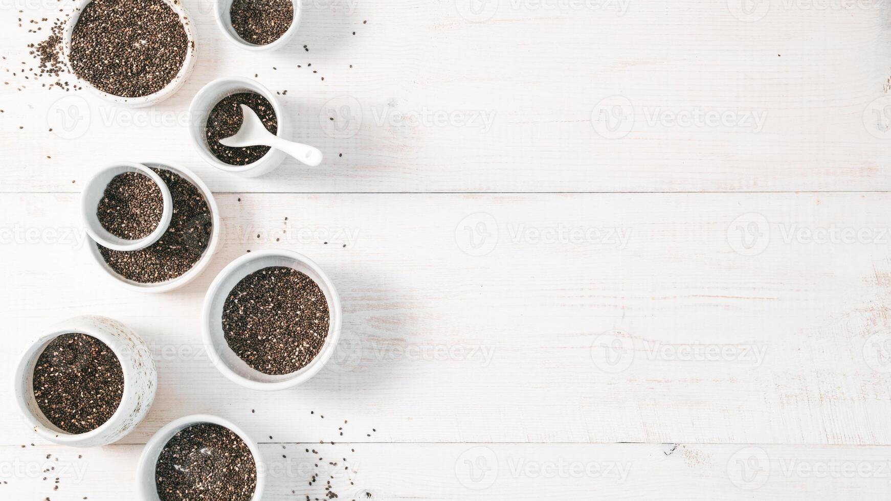 chia seed flat lay, copy space photo