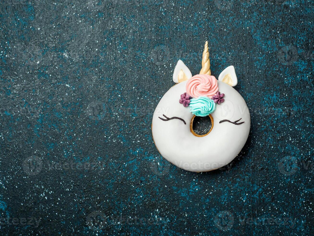 Unicorn donut with copy space photo