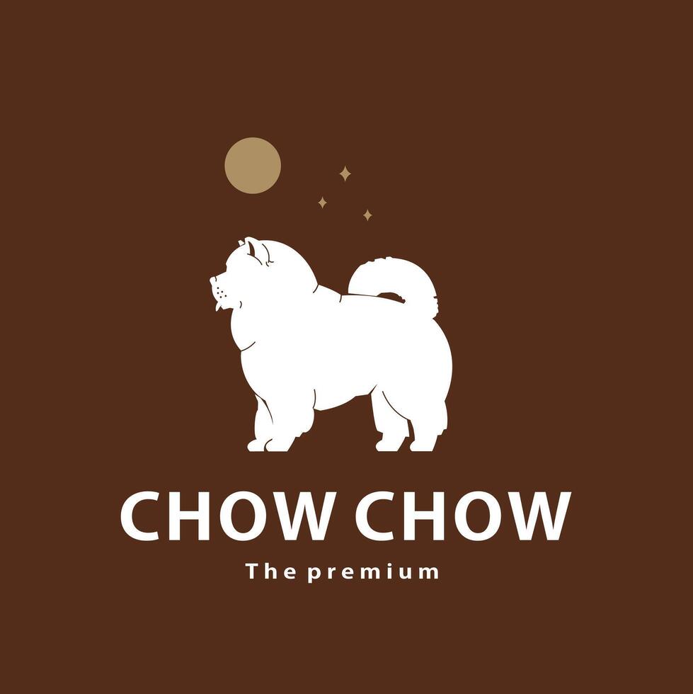 vintage retro hipster chow chow logo outline silhouette art icon vector