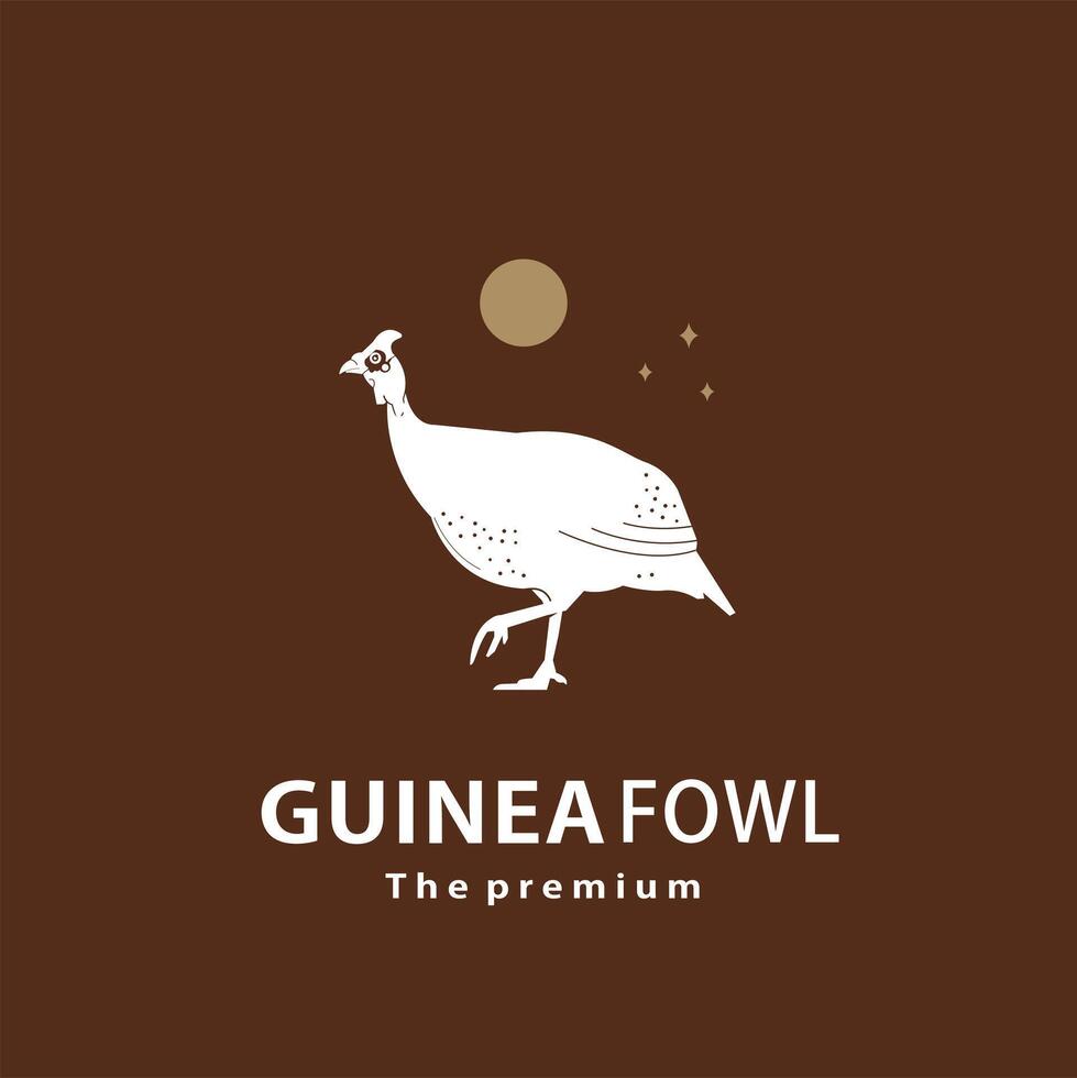 vintage retro hipster guinea fowl logo outline silhouette art icon vector