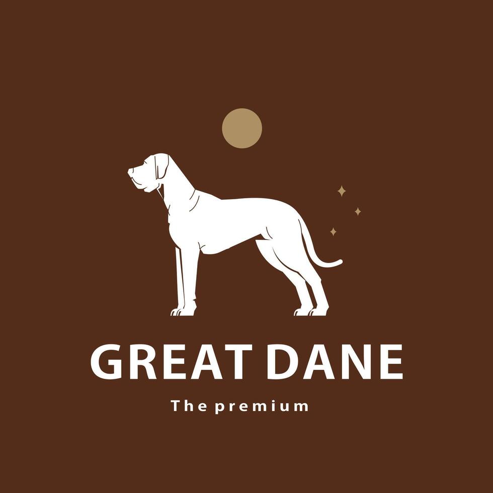 vintage retro hipster great dane logo outline silhouette art icon vector