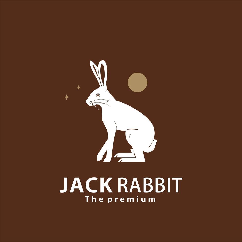 vintage retro hipster jack rabbit logo outline silhouette art icon vector