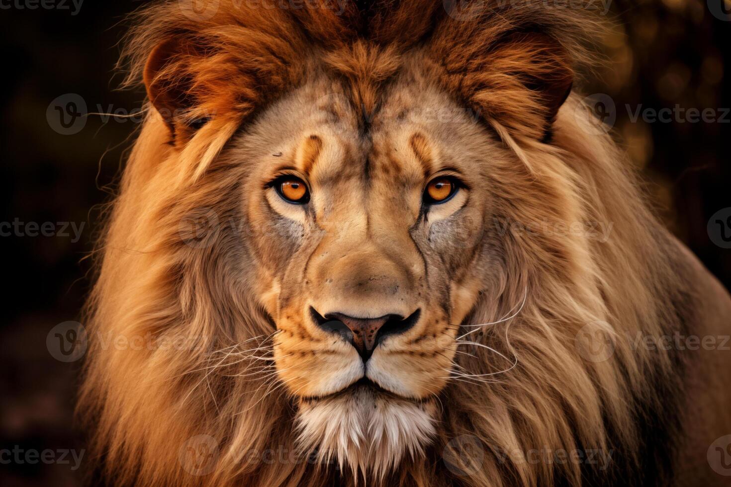 Majestic Lion Portrait on Dark Background photo