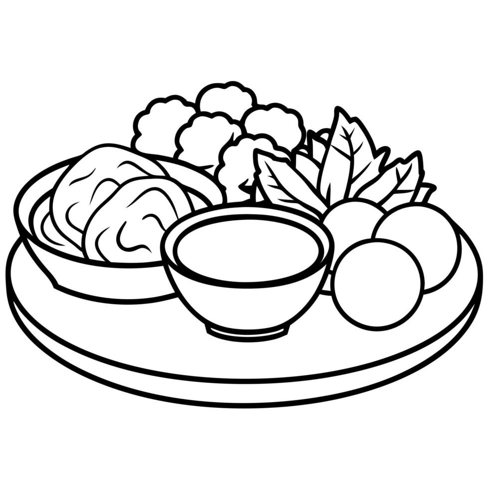 Food, Drink and Sweets coloring pages for kids book vector