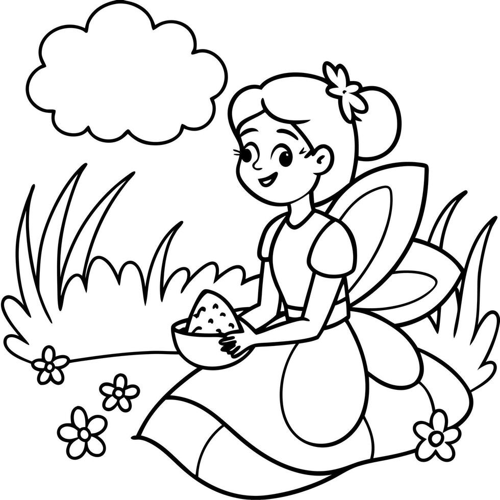 Fairy coloring pages for kids book vector