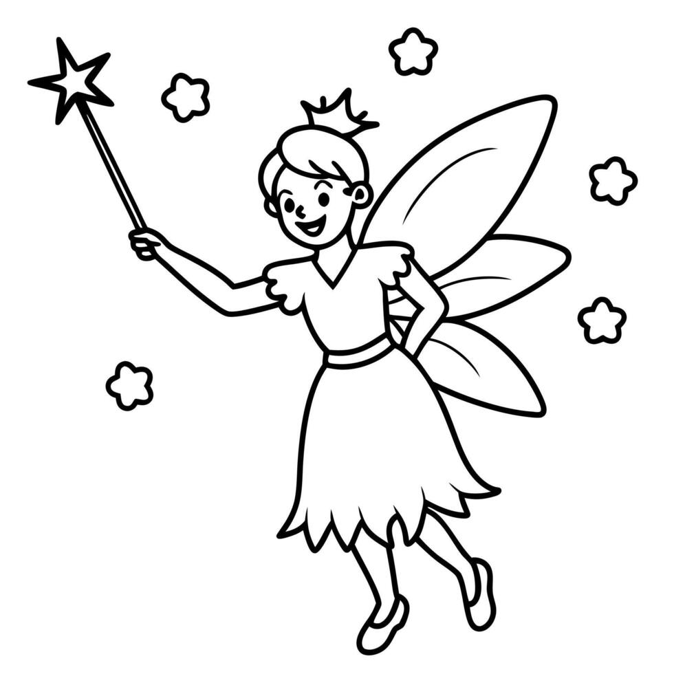Fairy coloring pages for kids book vector