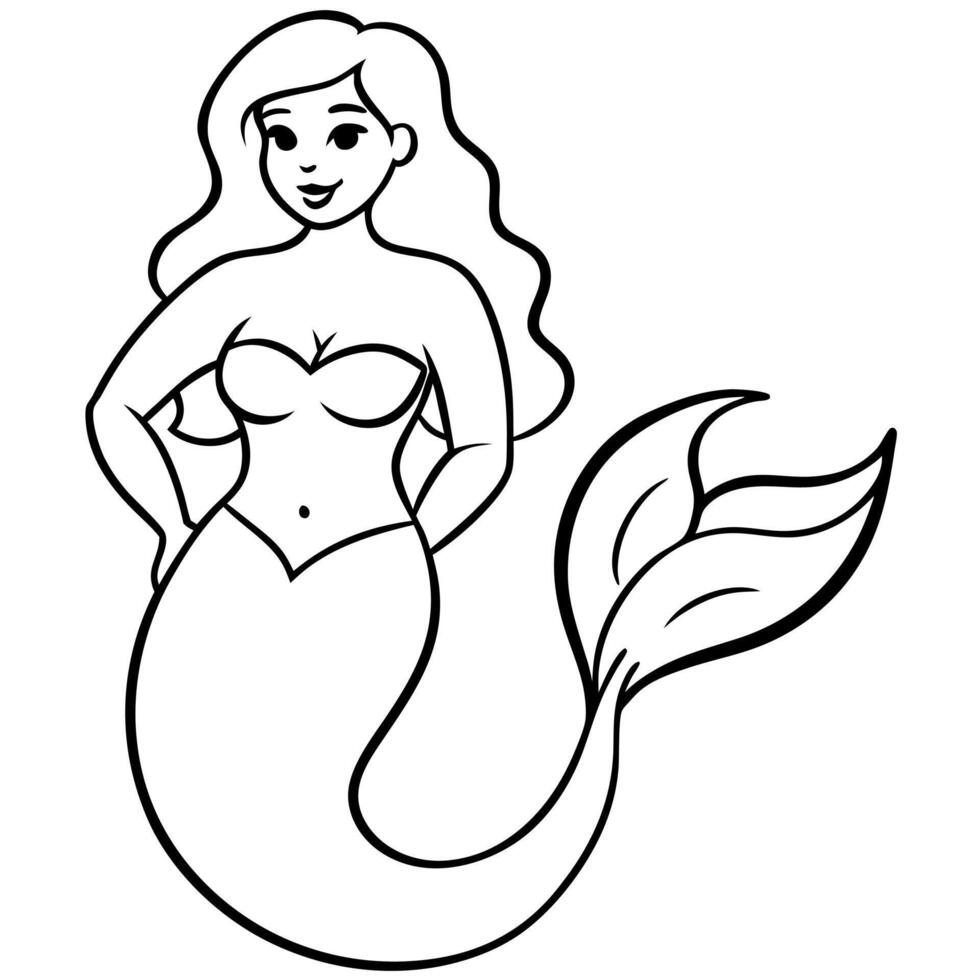 Beautiful little mermaid and underwater world Coloring book for kids vector