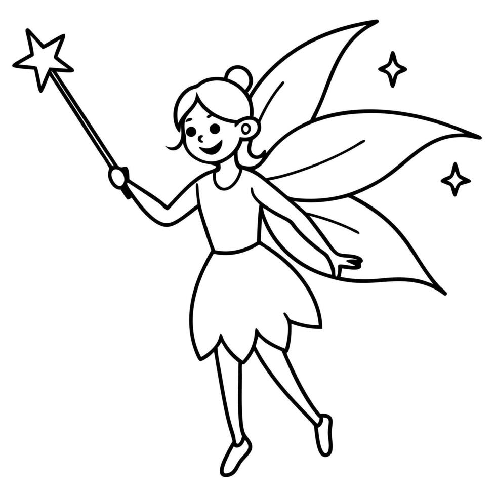 Fairy coloring pages for kids book vector