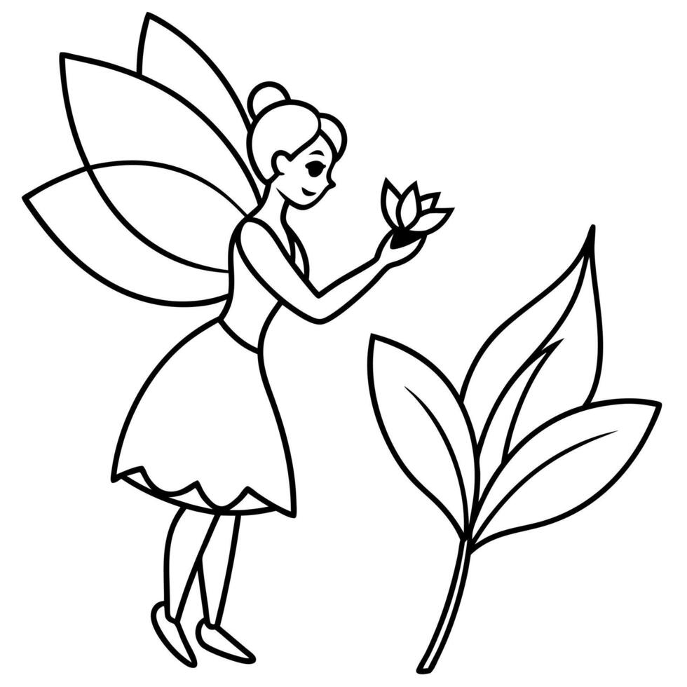Fairy coloring pages for kids book vector