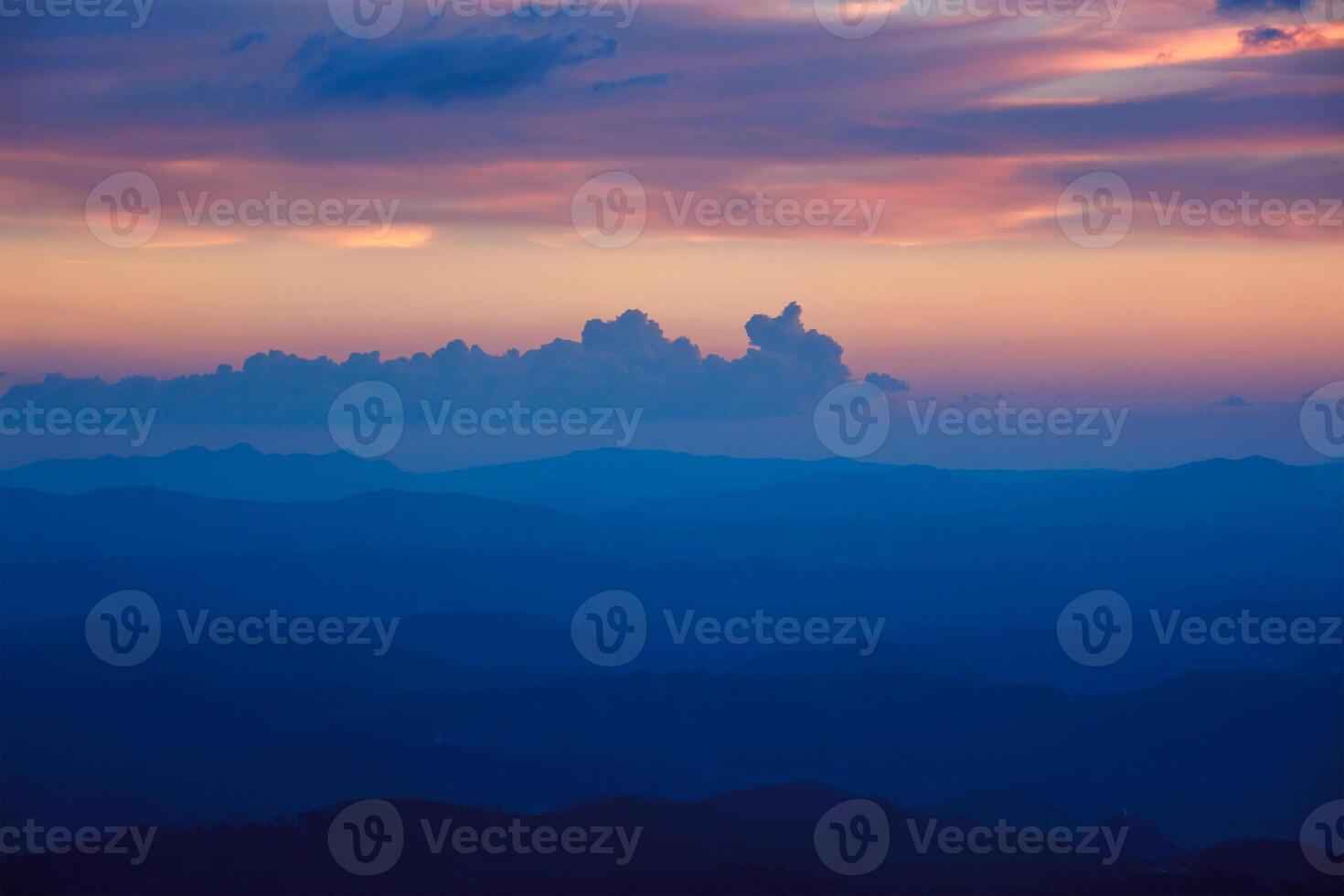 Sunset in hills photo