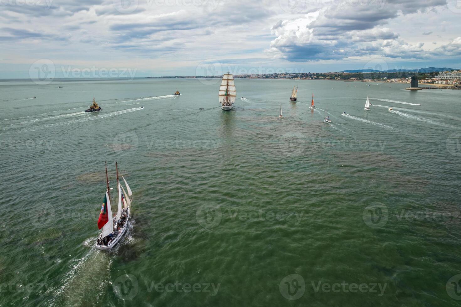 Tall ships sailing in Tagus river. Lisbon, Portugal photo