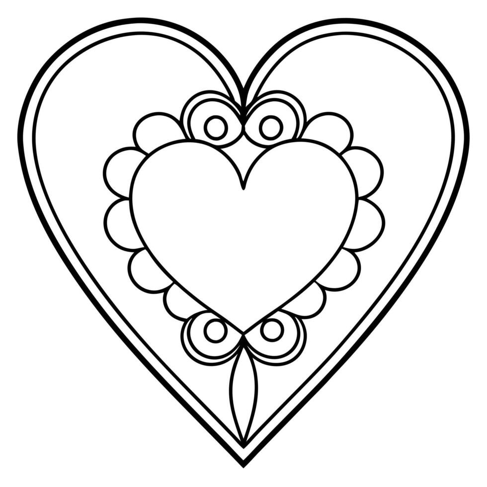 Sweet Hearts Outline For Coloring Book. vector