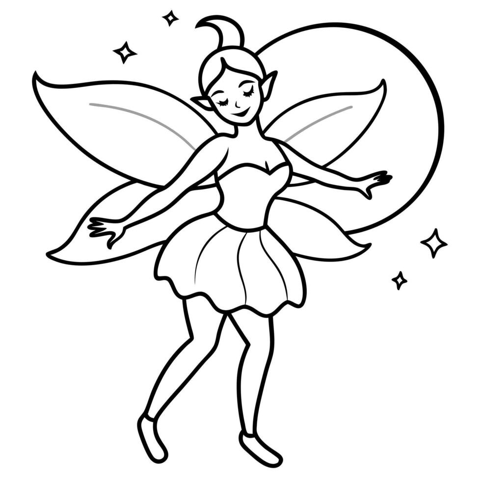 Fairy coloring pages for kids book vector