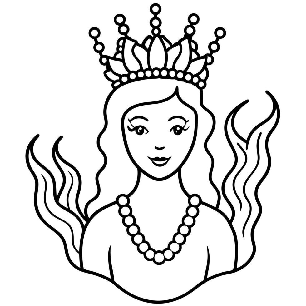 Beautiful little mermaid and underwater world Coloring book for kids vector