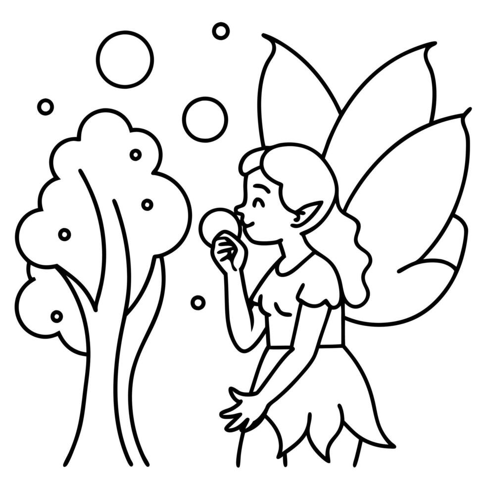 Fairy coloring pages for kids book vector
