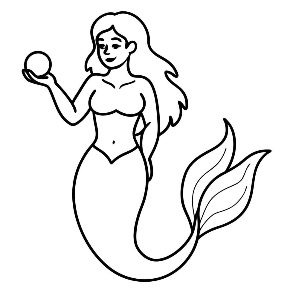 Beautiful little mermaid and underwater world Coloring book for kids vector