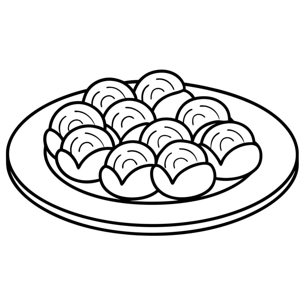 Food, Drink and Sweets coloring pages for kids book vector