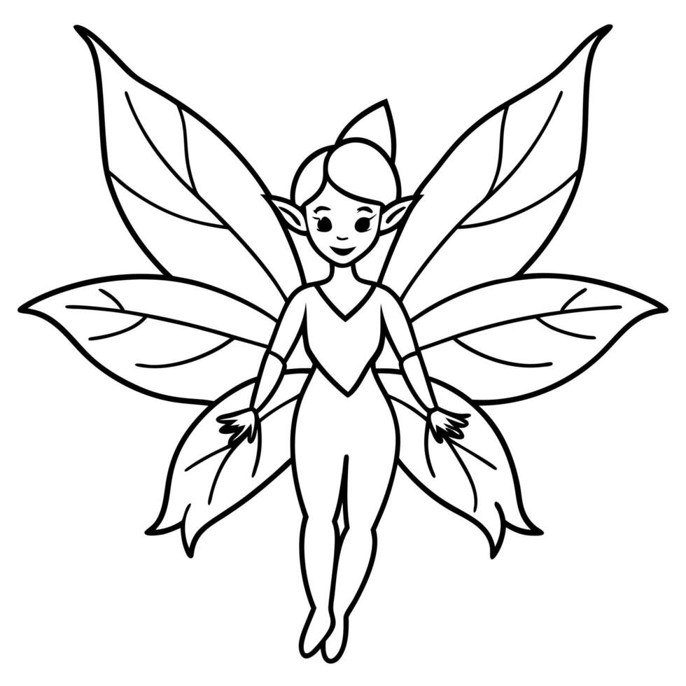 Fairy coloring pages for kids book vector