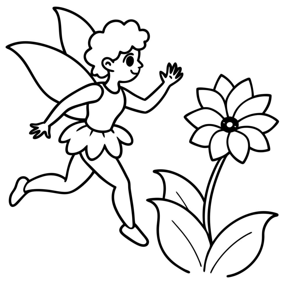 Fairy coloring pages for kids book vector