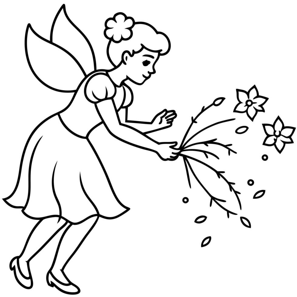 Fairy coloring pages for kids book vector