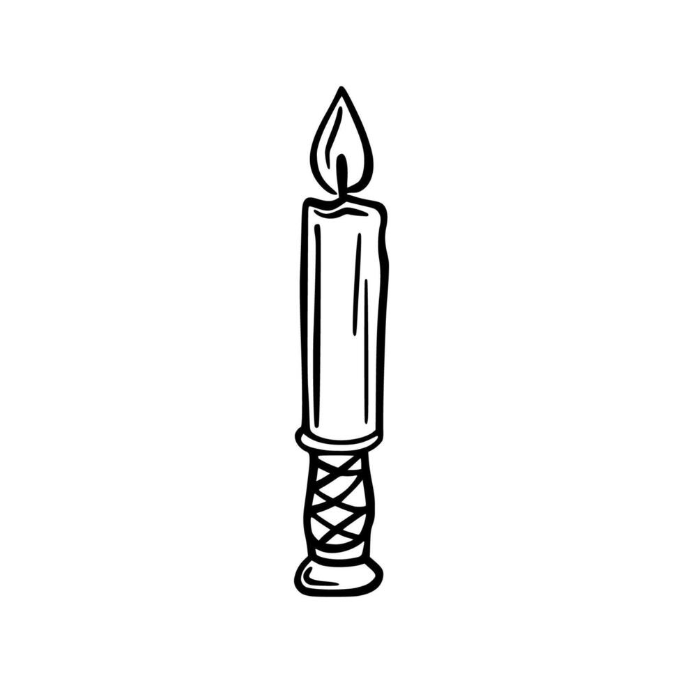 Doodle candle. Magic object. Sketch vector