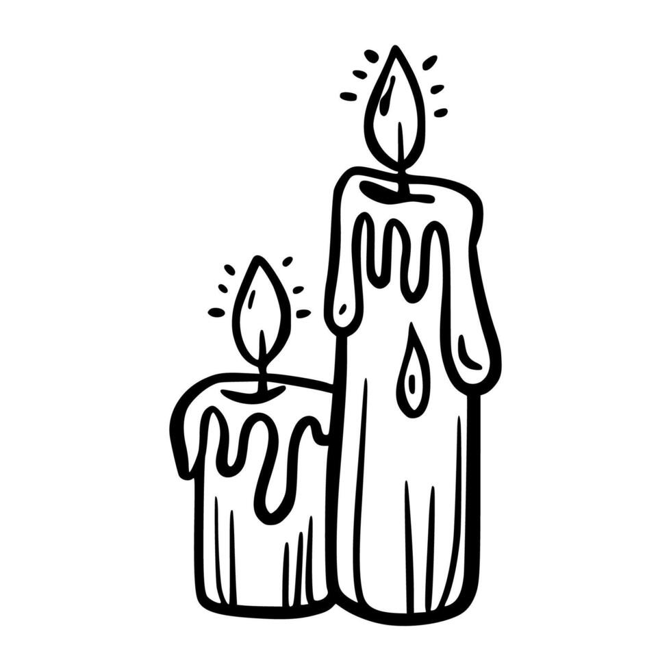 Doodle candle. Magic object. Sketch vector