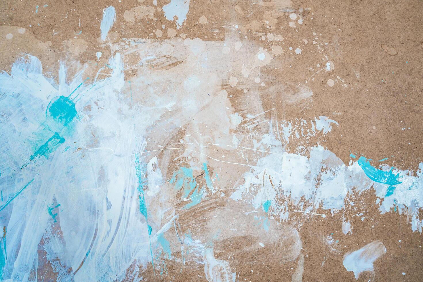 White and blue painted wood texture seamless rusty grunge background. Scratched white paint on planks. Copy-space for text. photo