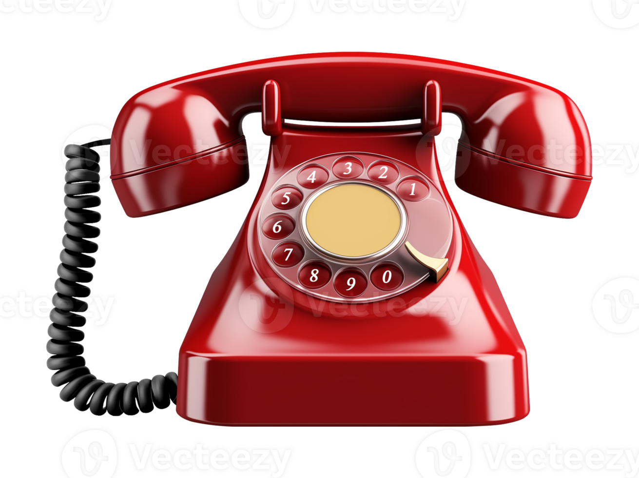 Red Rotary Phone Isolated on Transparent Background png
