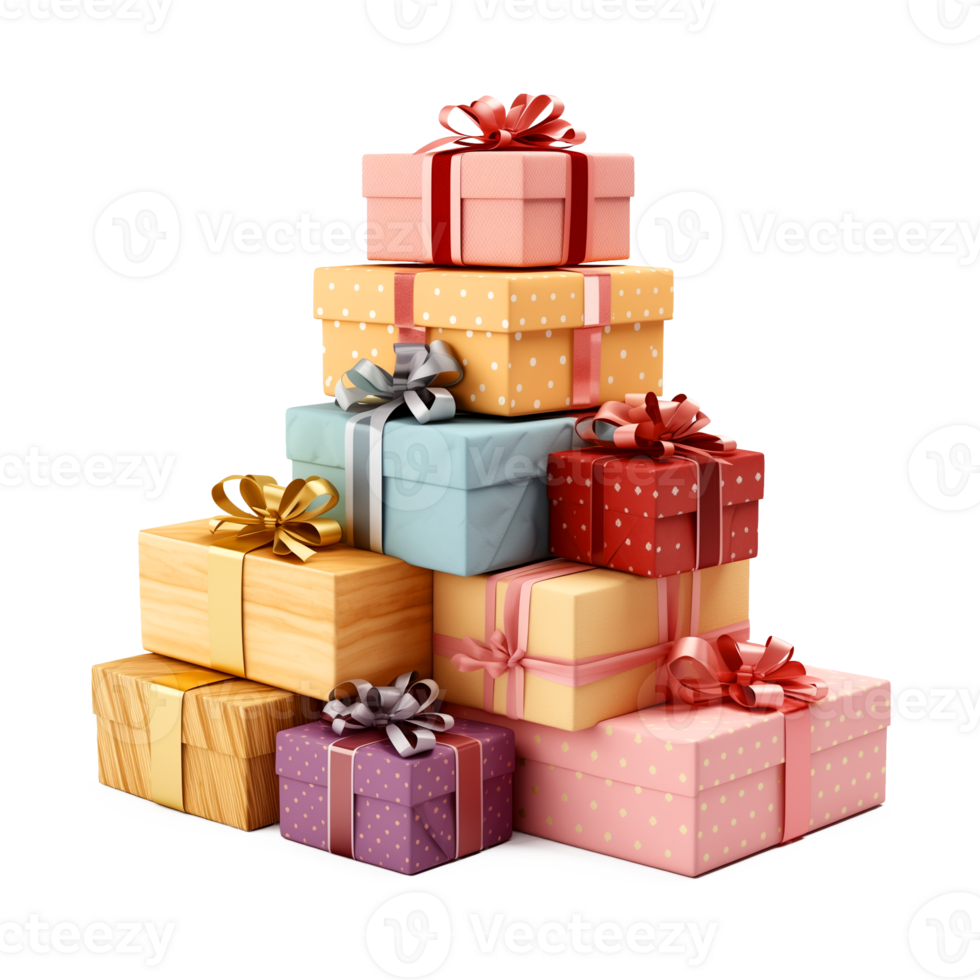Pile of Gift Isolated on Transparent Background png
