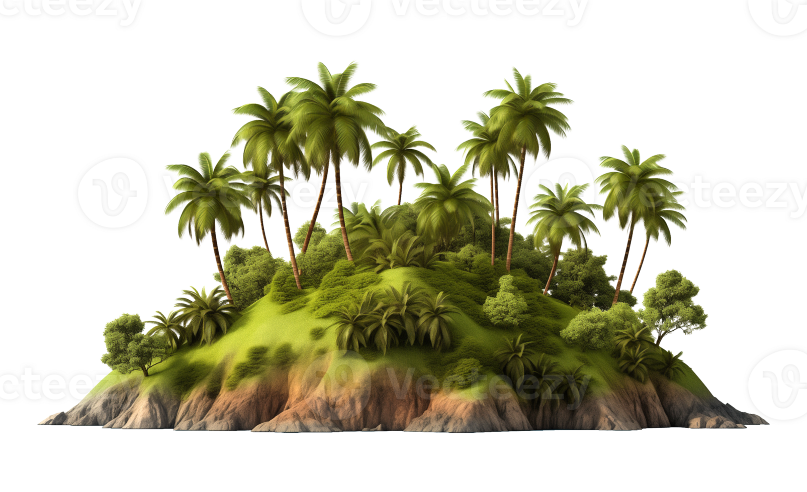 Small Tropical Island Isolated on Transparent Background png
