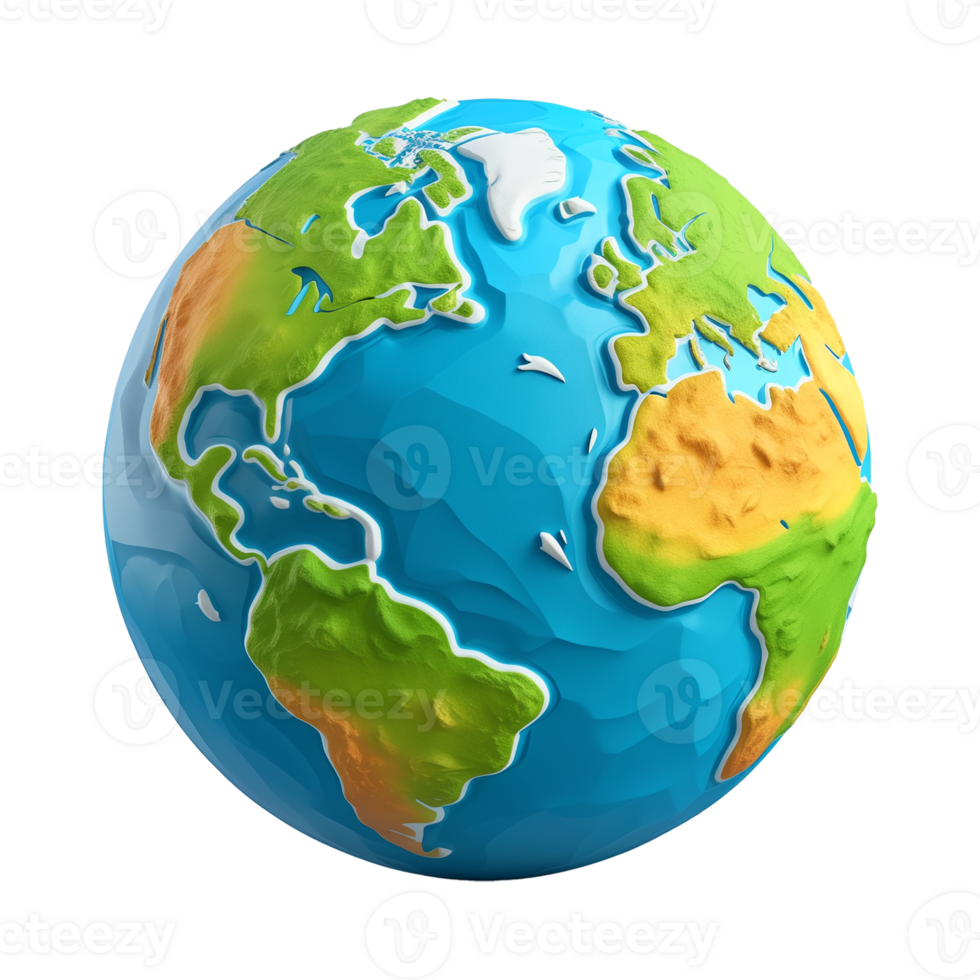 3D Planet Earth Isolated on Transparent Background png